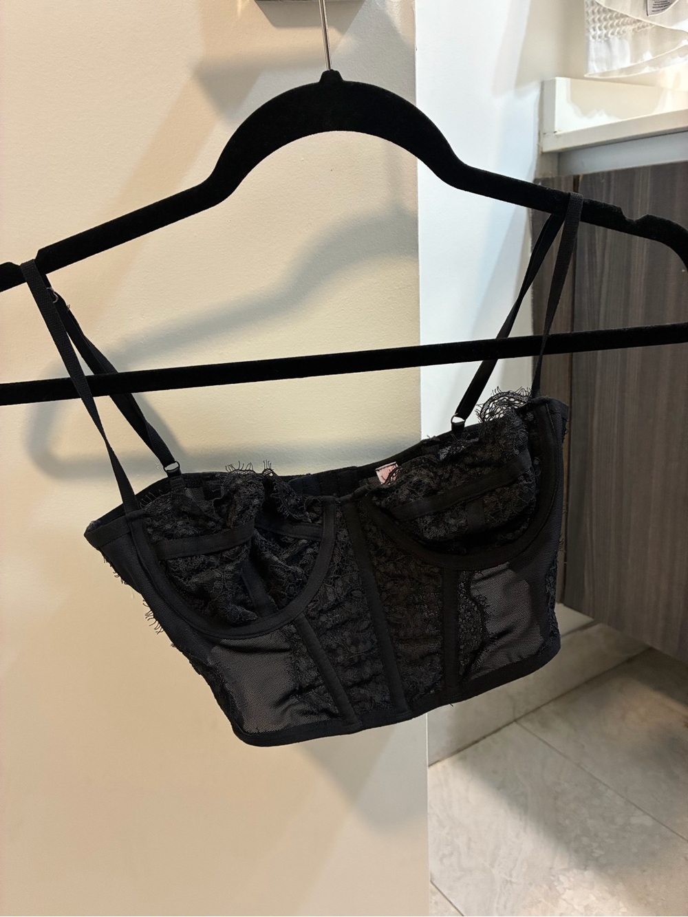 Urban Outfitters Black Lace Boned Bustier Crop Top